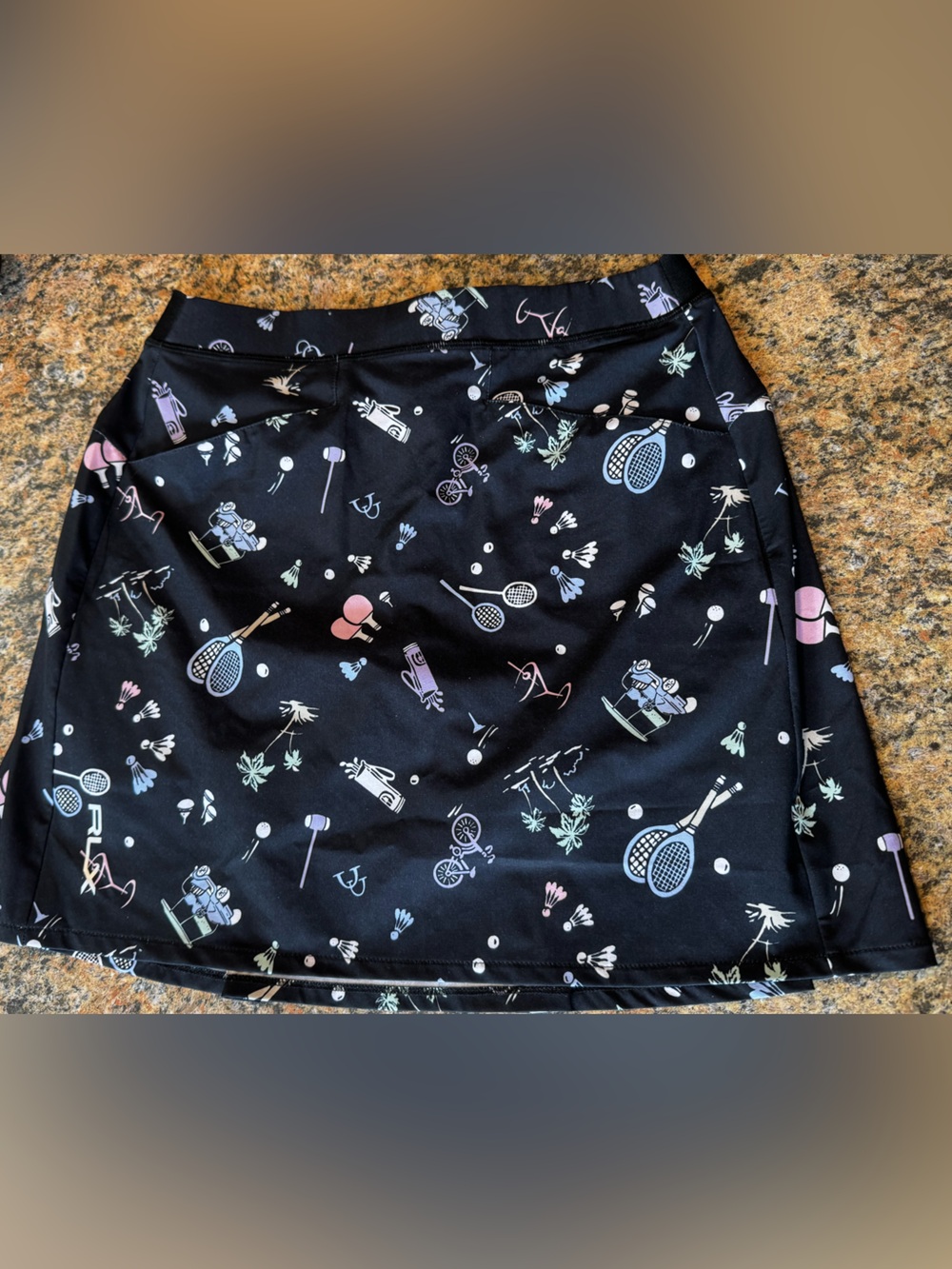 RLX Ralph Lauren Golf Skirt Skort Womens  XS Black martini Pocket PullOn Pleated